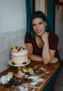 emily with cake